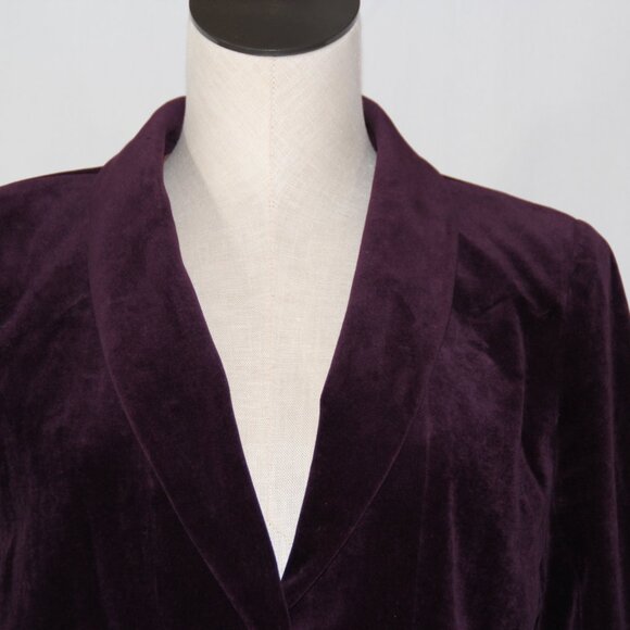 J. CREW Women's Purple Eggplant Velvet Button Up Peplum Blazer Jacket Size 8 - Picture 7 of 11